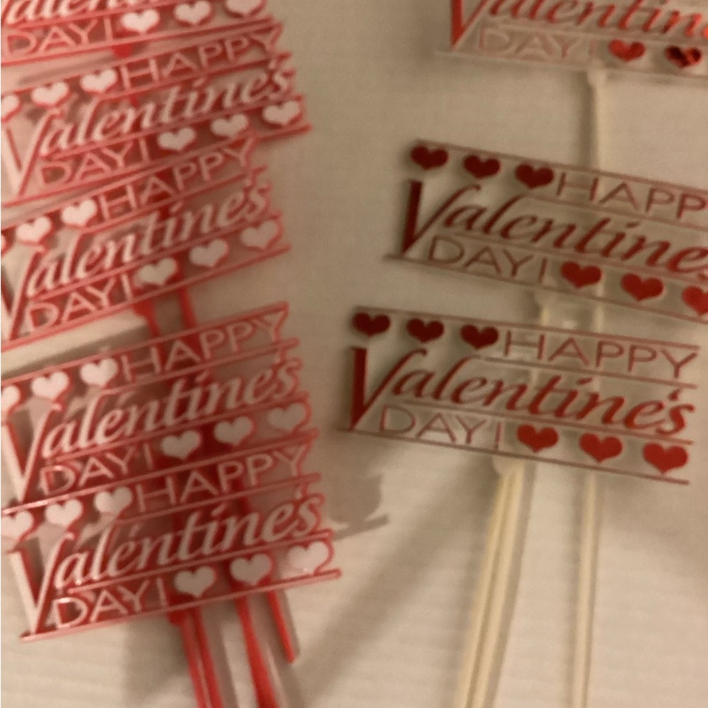 Happy Valentines Day Floral Picks Decor- Red and White NWOT - Picture 3 of 4